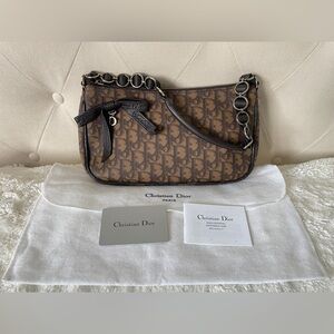CHRISTIAN DIOR 
Monogram Romantique Shoulder Bag Pochette Brown